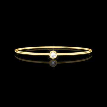 Round Bezel Set Moissanite Diamond Solitaire Bangle Bracelet for Women