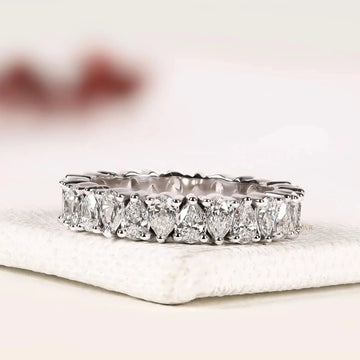 Pear Cut Moissanite Diamond Full Eternity Band Ring