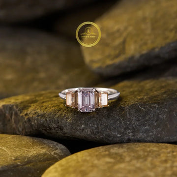 Emerald Cut Lab Diamond Ring with Tapered Side Stones