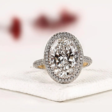 Double Halo Oval Cut Lab Diamond Hidden Halo Engagement Ring