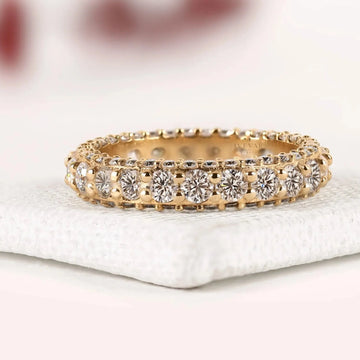 Round Cut Moissanite Diamond Pave Setting Full Eternity Wedding Band