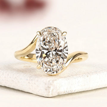 Oval Cut Lab Diamond Bypass Ring With Twisted Band