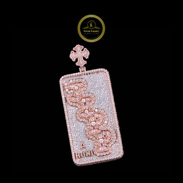 Luxury Lab Diamond Trump Card Pendant in Rose Gold Finish with Iced Dollar Design By Ivevar
