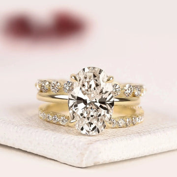 Oval Cut with Two Infinity Bands Lab Diamond Bridal Ring Set
