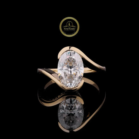 Oval Cut Lab Diamond Open Bypass Promise Ring