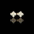 Refined Geometric Cross Round Moissanite Diamond Stud Earrings with Five Stone Cluster
