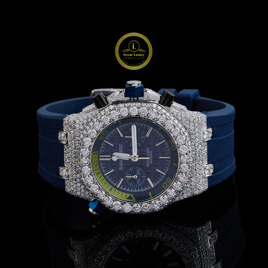 Midnight Diamond Prestige Collection Full Pavé Diamond Chronograph Black Luxury Timepiece Duo