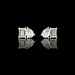 Modern Moissanite Diamond Stud Earrings Featuring Emerald Cut and Pear Cut Duo