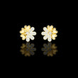 Floral Blossom Round Lab Diamond Mixed Petal Stud Earrings