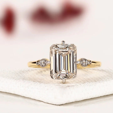 Emerald Cut Lab Diamond Solitaire Engagement Ring