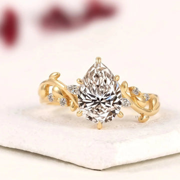 Nature Inspire Pear Cut Lab Diamond Engagement Ring