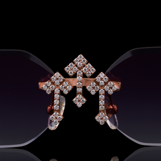 Luxury Custom Diamond Glasses with Artistic Iced Center Design