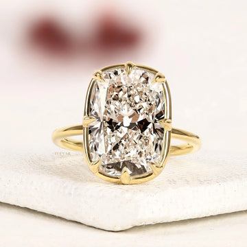 Cushion Cut Lab Diamond Solitaire Gold Engagement Ring
