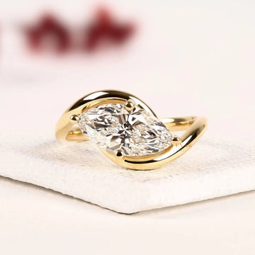 East West Marquise Cut Lab Diamond Bypass Band Ring