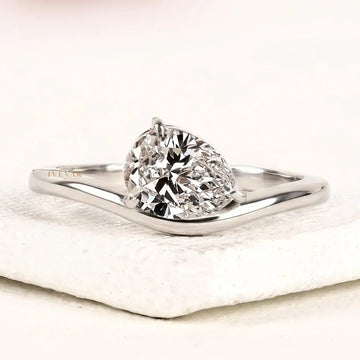 Pear Cut Moissanite Diamond Solitaire Engagement Ring