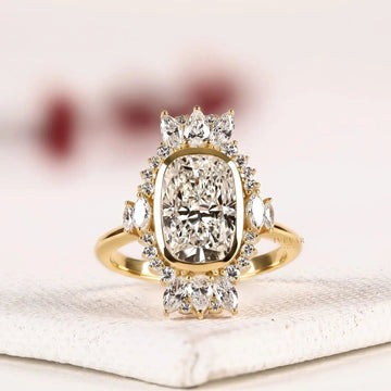 Floral Halo Inspire Radiant Cut Lab Diamond Engagement Ring