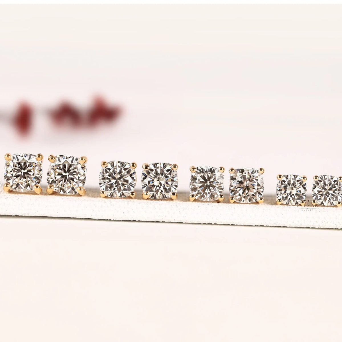 Cushion Cut Lab Diamond Solitaire Stud Earring - View 2