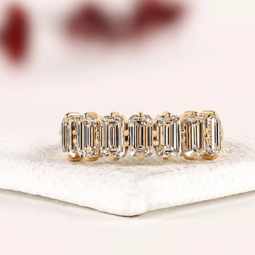 Seven Emerald Lab Diamond Band Ring For Women
