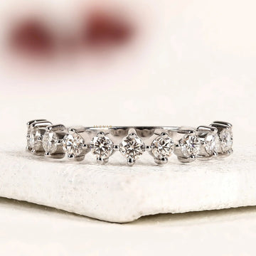 Round Cut Lab Diamond Half Eternity Band