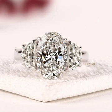 Trilogy Oval Cut Moissanite Diamond Engagement Ring