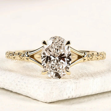 Oval Cut Lab Diamond Solitaire Engagement Ring