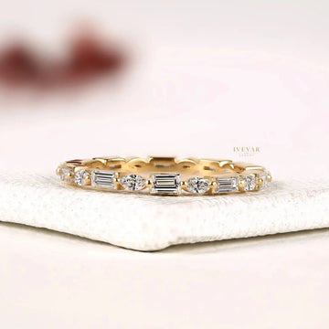 Baguette & Marquise Alternative Moissanite Diamond Eternity Wedding Band