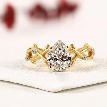Nature Inspire Teardrop Cut Moissanite Diamond Engagement Ring