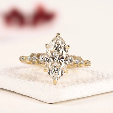 Marquise Cut Cluster Hidden Lab Diamond Engagement Ring