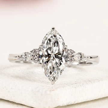 Marquise Cut Moissanite Diamond Engagement Ring