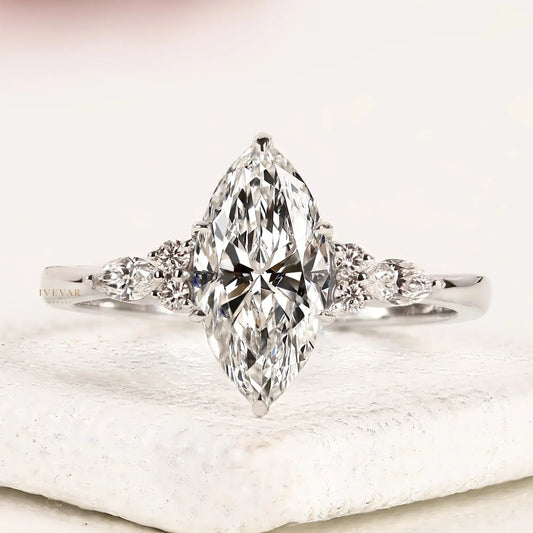 Marquise Cut Moissanite Diamond Engagement Ring