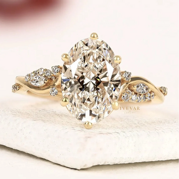Nature Inspire Oval Cut Lab Engagement Ring
