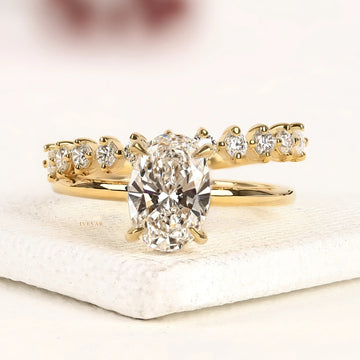 Oval Cut Bridal Set with Lab Diamond Ring