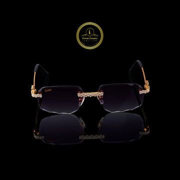 Custom Pear Cut Diamond Sunglasses Rimless Luxury Eye wear