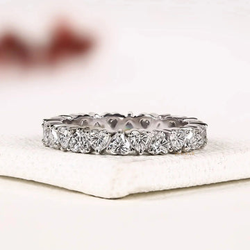 Heart Shape Lab Diamond Full Eternity Stacking Band