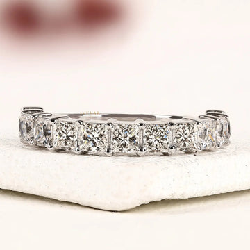 Princess Cut Lab Diamond Half Eternity Band