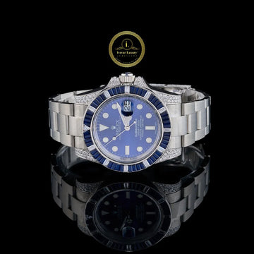 Custom Submariner Blue Sapphire and Diamond Luxury Watch