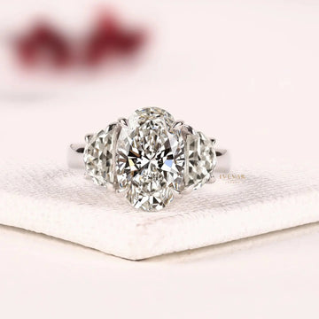 Trilogy Oval Cut Lab Diamond Engagement Ring