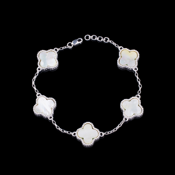 Mother of Pearl Clover Station Chain Bracelet