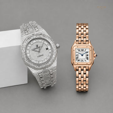 Diamond-Inspired Statement Watch For Men's And Rose Gold Classic Set For Women By Ivevar