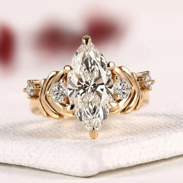 Nature Inspired Marquise Cut Moissanite Diamond Engagement Ring