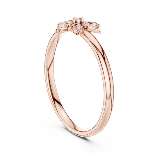 Nature Inspired Round moissanite Diamond Flower Ring - View 2