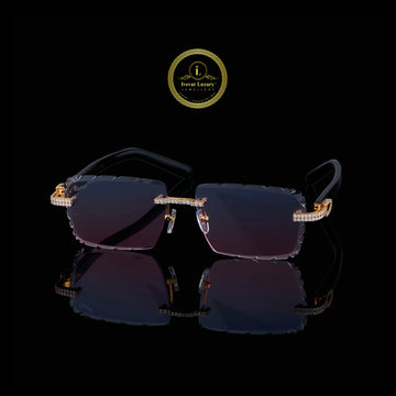 Custom Diamond Rimless Sunglasses Gold Luxury Designer Shades