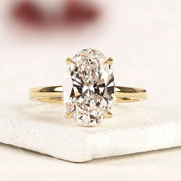 Oval Cut Lab Diamond Solitaire Ring with Cathedral Setting