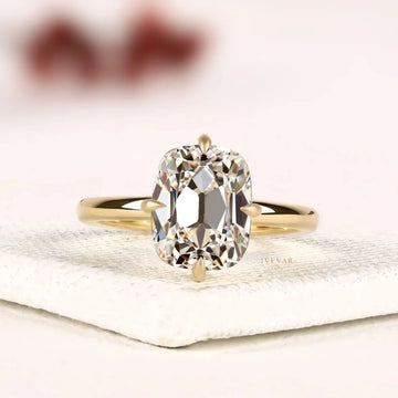 Elongated Cushion Cut Lab Diamond Solitaire Engagement Ring