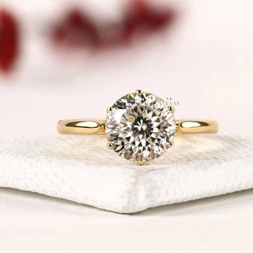 Round Cut Lab Diamond Solitaire Daily Wear Ring