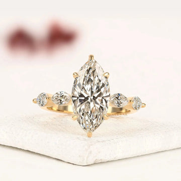 Marquise Cut Pave Lab Diamond Engagement Ring