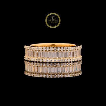 Triple Row Baguette Lab Diamond Wedding Band For Her