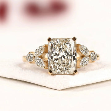 Radiant Cut Cluster Lab Diamond Engagement Ring For Her