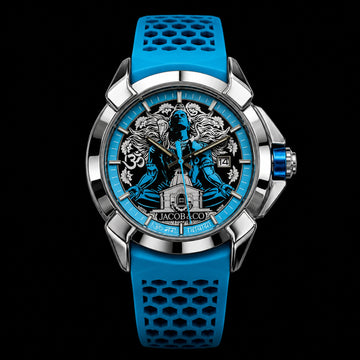 Blue Rubber Strap Shiva Dial Designer Watch