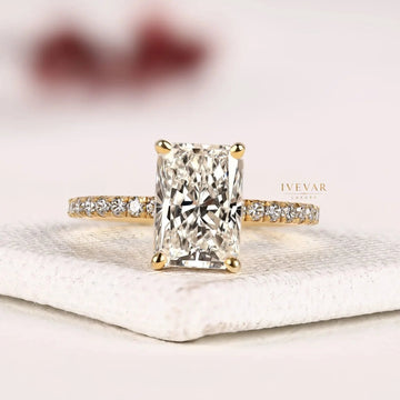 Hidden Halo Radiant Cut Pave Lab Diamond Engagement Ring